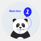 Leuke 1e verjaardag panda voeg naam blauw toe ronde sticker (Voorkant)