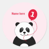 Leuke 1e verjaardag panda voeg naam toe roze ronde sticker (Voorkant)