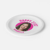 Leuke 21e verjaardag AANGEPASTE TEKST Foto Papieren Bordje (Gekanteld)