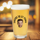 Leuke 21e verjaardag AANGEPASTE TEKST Foto Pint Glas