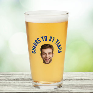 Leuke 21e verjaardag AANGEPASTE TEKST Foto Pint Glas
