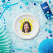 Leuke 21e verjaardag AANGEPASTE TEKST Foto Trendy Papieren Bordje (Feest)