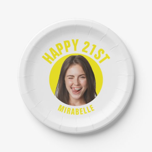 Leuke 21e verjaardag AANGEPASTE TEKST Foto Trendy Papieren Bordje (Voorkant)