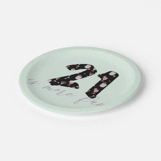 Leuke 21e verjaardag Schattigee cocktail patroon Papieren Bordje (Gekanteld)