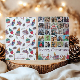Leuke 25 foto collage Kerstmis Bauble Patroon Feestdagenkaart
