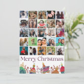 Leuke 25 foto collage Kerstmis Bauble Patroon Feestdagenkaart (Staand voorkant)