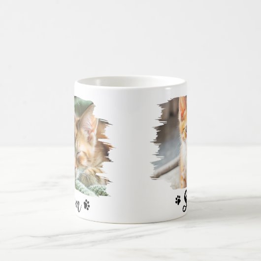 Leuke 2 foto naam kat koffiemok (Center)