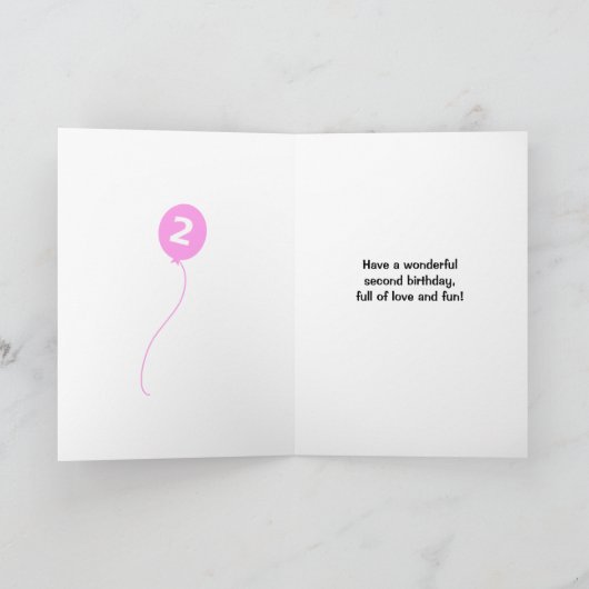 Leuke 2e verjaardag aap voeg naam toe roze kaart (Binnen)