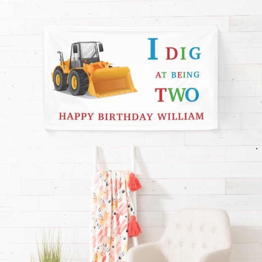 Leuke 2e verjaardag graver thema spandoek (Insitu)