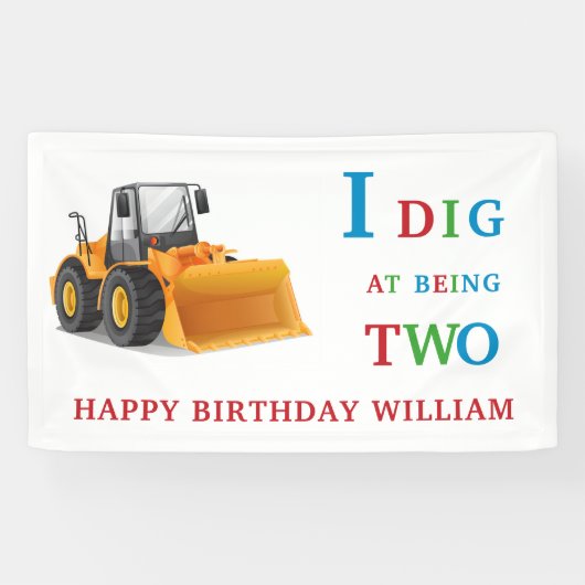 Leuke 2e verjaardag graver thema spandoek (Horizontaal)