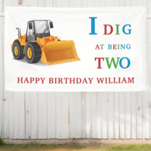Leuke 2e verjaardag graver thema spandoek