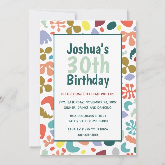 Leuke 30e verjaardag aangepaste naam en details kaart (Voorkant)