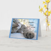 Leuke 30e verjaardag Elke naam Cat Animal Humor Kaart (Gele Bloem)