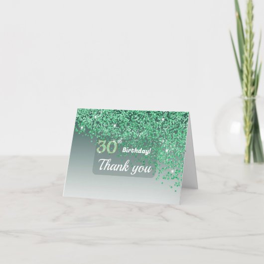 Leuke 30e Verjaardag Groene Glitters Bedankt (Voorkant)