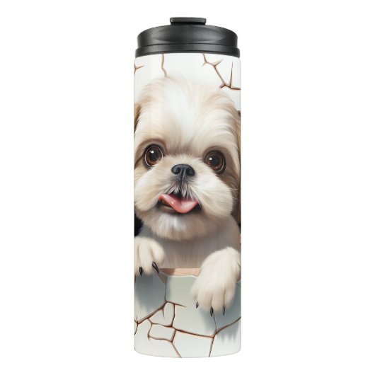 Leuke 3-D Shih-tzu hond Thermosbeker (Voorkant)