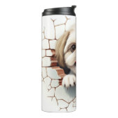 Leuke 3-D Shih-tzu hond Thermosbeker (Gedraaid links)