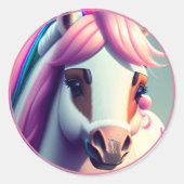 Leuke 3D Spirit Pony 2 Ronde Sticker (Voorkant)