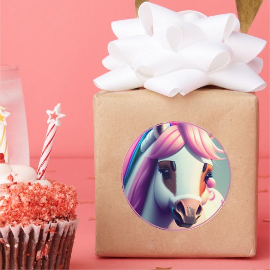 Leuke 3D Spirit Pony 2 Ronde Sticker (Feest)