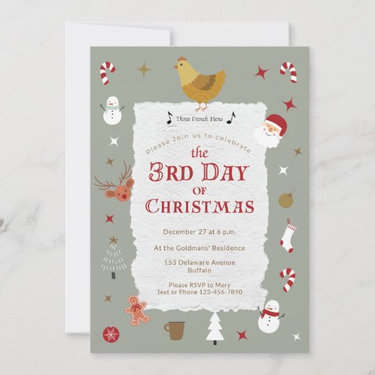 Leuke 3e Dag van Kerstmis Verlaat Kerstfeest Kaart (Voorkant)