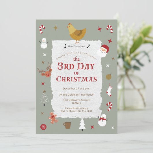 Leuke 3e Dag van Kerstmis Verlaat Kerstfeest Kaart (Staand voorkant)