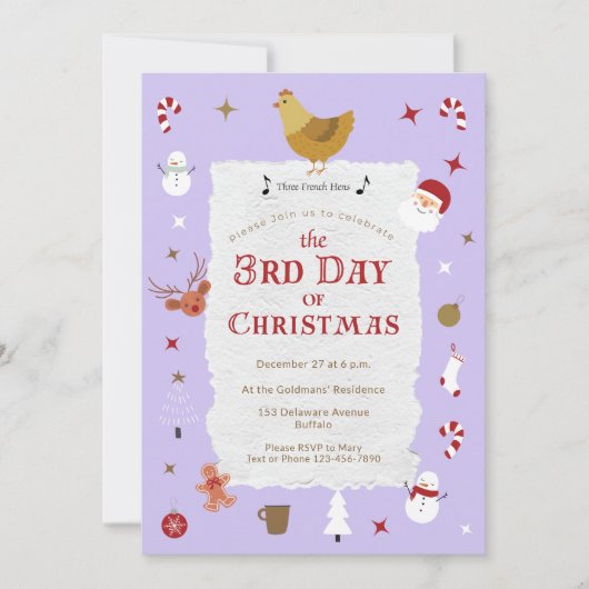 Leuke 3e Dag van Kerstmis Verlaat Kerstfeest Kaart (Voorkant)