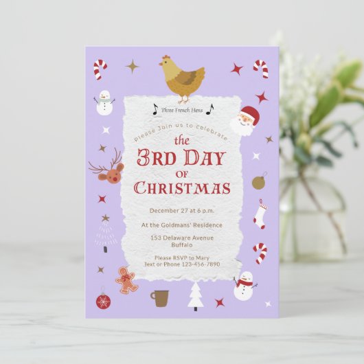 Leuke 3e Dag van Kerstmis Verlaat Kerstfeest Kaart (Staand voorkant)