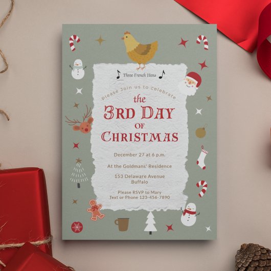 Leuke 3e Dag van Kerstmis Verlaat Kerstfeest Kaart