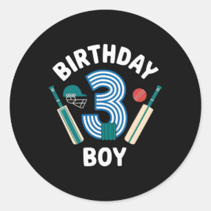 Leuke 3e verjaardag Cricket Jongens Kinderen 3 Jaa Ronde Sticker