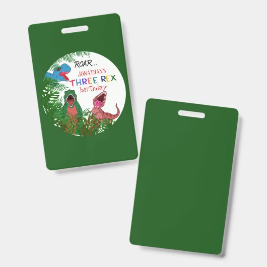 Leuke 3e verjaardag Kind Jurrasic Drie Rex Badge (Voor- en achterkant)