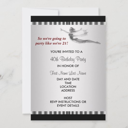 Leuke 40e verjaardag uitnodiging (Achterkant)