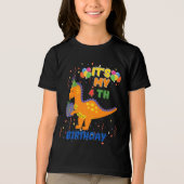 Leuke 4e verjaardag dinosaurus partij T-shirt voor (Voorkant)