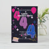 Leuke 4e verjaardag | Roze Blauwe Confetti Kaart (Staand voorkant)
