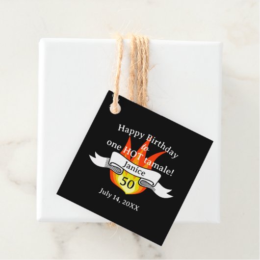 Leuke 50e verjaardag "Hot Tamale" gepersonaliseerd Bedankjes Labels (In situ)