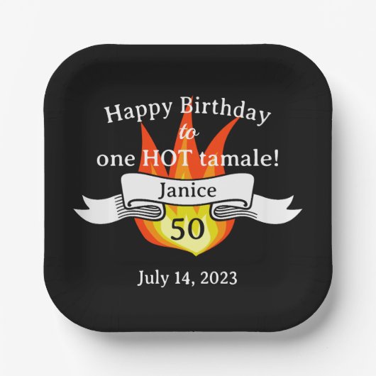 Leuke 50e verjaardag "Hot Tamale" Grappig Geperson Papieren Bordje (Voorkant)