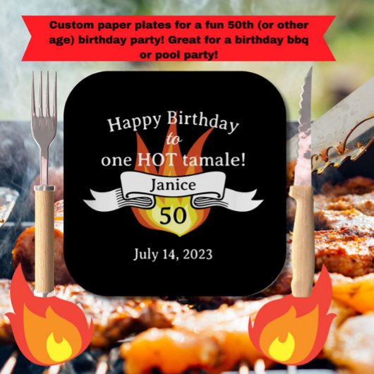 Leuke 50e verjaardag "Hot Tamale" Grappig Geperson Papieren Bordje