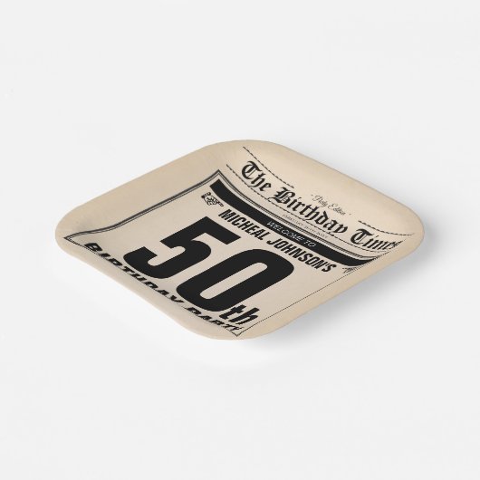 Leuke 50e Verjaardag Oude Krant  Custom Papieren Bordje (Gebogen)