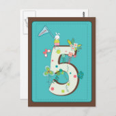 Leuke 5 verjaardagskaart briefkaart (Voorkant / Achterkant)