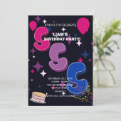 Leuke 5e verjaardag | Roze Blauwe Confetti Kaart (Staand voorkant)