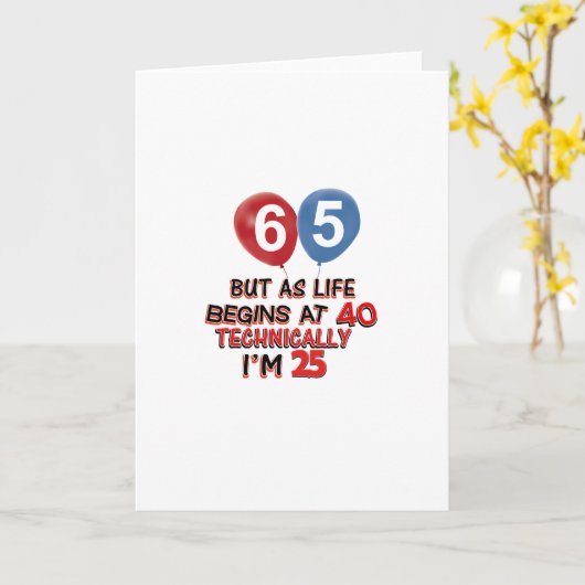 Leuke 65ste verjaardag design kaart (Gele Bloem)