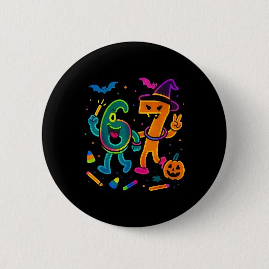 Leuke 67 Meme Glow Stijl Halloween 6 7 Ronde Button 5,7 Cm (Voorkant)