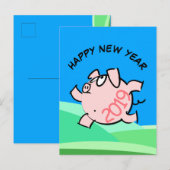 Leuke 6b Cartoon Illustratie Varken  Jaar 2019 Pos Uitnodiging Briefkaart (Voorkant / Achterkant)