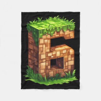 Leuke 6e verjaardag nummer 6 videogamer pixel them fleece deken