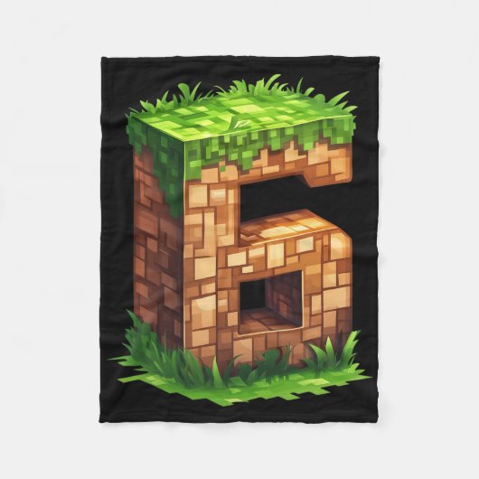 Leuke 6e verjaardag nummer 6 videogamer pixel them fleece deken (Voorkant)
