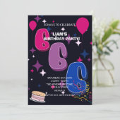 Leuke 6e verjaardag | Roze Blauwe Confetti Kaart (Staand voorkant)