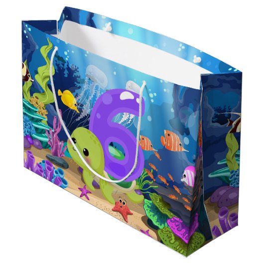 Leuke 6e zee Turtle Party Unisex Groot Cadeauzakje (Achterkant Gekanteld)