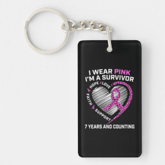 Leuke 7 jaar borstkanker gratis overlevende roze sleutelhanger