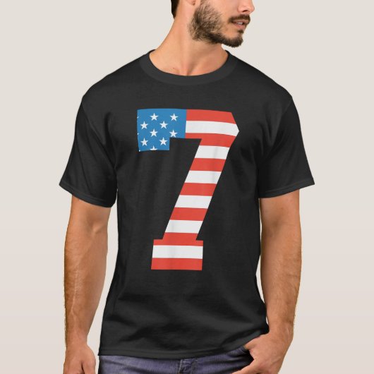 Leuke 7e verjaardag Amerikaanse vlag 4e van juli j T-shirt (Voorkant)