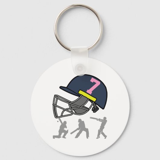 Leuke 7e verjaardag Cricket Speler Jongens Kindere Sleutelhanger (Voorkant)