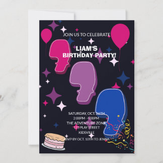 Leuke 7e Verjaardag | Roze Blauwe Confetti Kaart