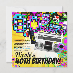 Leuke 80's verkleed feestjurk verjaardagsfeest kaart